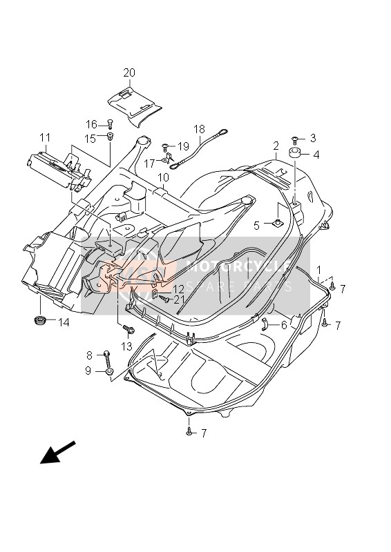 Suzuki AN650A BURGMAN EXECUTIVE 2012 Scatola per casco per un 2012 Suzuki AN650A BURGMAN EXECUTIVE